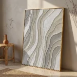 Contour Dunes textured wall art shown framed on the wall in a styled interior
