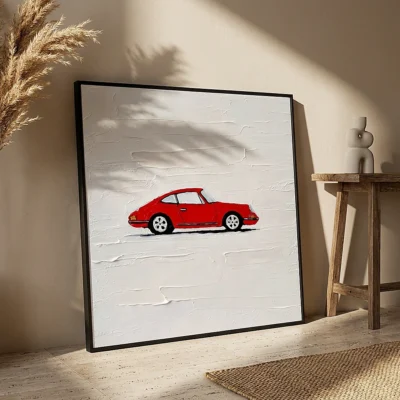 Wide Margin textured wall art shown framed on the wall in a styled interior