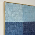 Sculpted Indigo Blue impasto four-panel painting textured art wall decor - Angle View