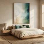 Serene Horizon textured wall art shown framed on the wall in a styled interior