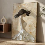 Turned Away textured wall art shown framed on the wall in a styled interior