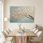 Woven Spring textured wall art shown framed on the wall in a styled interior
