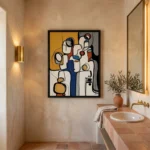 Symphony of Forms textured wall art shown framed on the wall in a styled interior