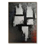 White and black textured canvas of fractured geometric blocks