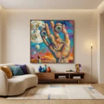 The Dreamer's View textured wall art shown framed on the wall in a styled interior