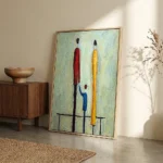 Together We Stand textured wall art shown framed on the wall in a styled interior