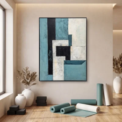 Urban Tones textured wall art shown framed on the wall in a styled interior