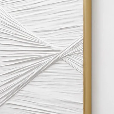 Crossing Currents textured wall art shown framed on the wall in a styled interior
