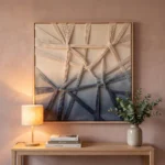 Indigo Lines Textured woven fiber wall decor fabric wall art - Image 2