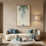 Zen Cascade textured wall art shown framed on the wall in a styled interior